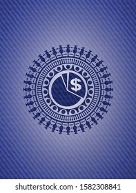 chart icon inside jean or denim emblem or badge background