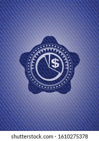 chart icon inside jean or denim emblem or badge background