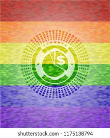 chart icon inside lgbt colors emblem 