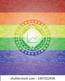 chart icon inside lgbt colors emblem 