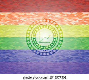 chart icon inside lgbt colors emblem 