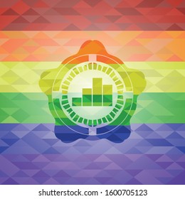 chart icon inside lgbt colors emblem 