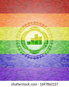 icono de gráfico dentro del emblema de colores de lgbt 