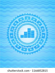 chart icon inside light blue water badge background.