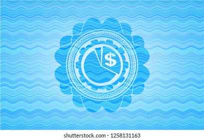 chart icon inside light blue water wave style emblem.