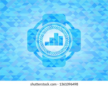 chart icon inside light blue mosaic emblem
