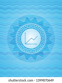 chart icon inside light blue water wave badge.