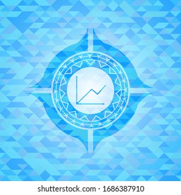 icono de gráfico dentro del emblema azul claro con fondo de estilo ecológico de mosaico