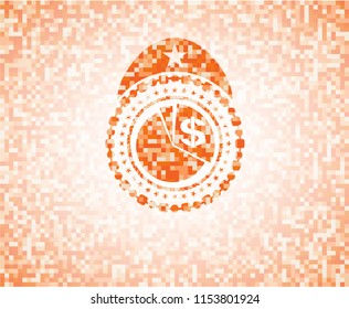 chart icon inside orange mosaic emblem