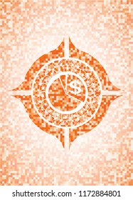chart icon inside orange mosaic emblem