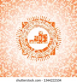 chart icon inside orange mosaic emblem