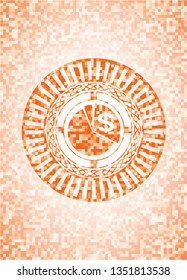 chart icon inside orange mosaic emblem with background
