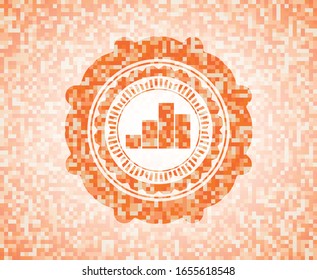 chart icon inside orange mosaic emblem with background
