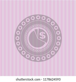chart icon inside pink emblem. Vintage.