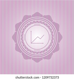 chart icon inside pink emblem. Vintage.