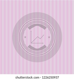 chart icon inside pink emblem. Vintage.