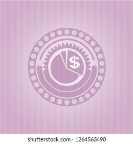 chart icon inside pink emblem