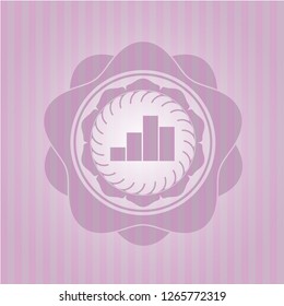 chart icon inside pink emblem. Retro