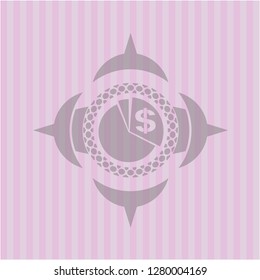 chart icon inside pink emblem. Vintage.