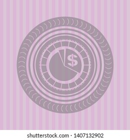chart icon inside pink emblem. Retro