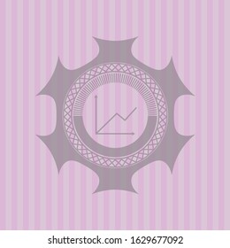 chart icon inside pink emblem. Retro