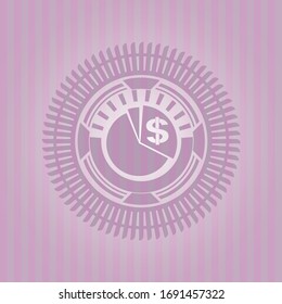 chart icon inside pink emblem