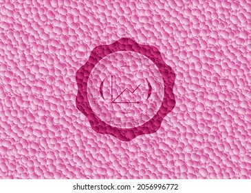 chart icon inside pink emblem with bubbles background. Vector Illustration. Detailed. 