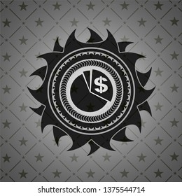 chart icon inside realistic black emblem