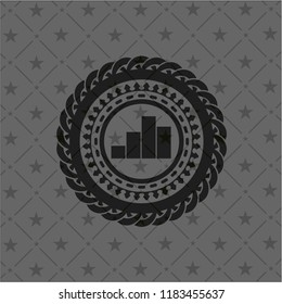 chart icon inside realistic dark emblem