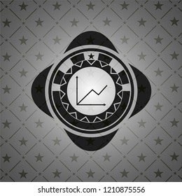 chart icon inside realistic dark emblem