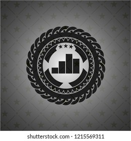 chart icon inside realistic dark emblem