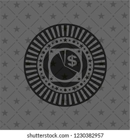 chart icon inside realistic dark emblem
