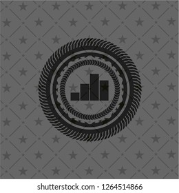 chart icon inside realistic dark emblem