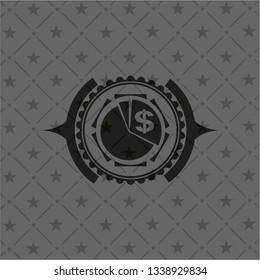 chart icon inside realistic dark emblem
