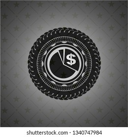 chart icon inside realistic dark emblem