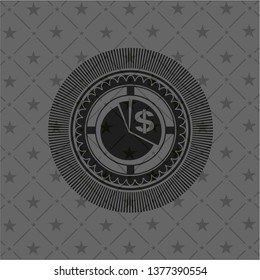 chart icon inside realistic dark emblem