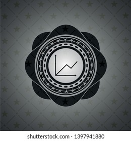 chart icon inside realistic dark emblem
