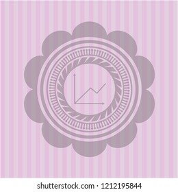 chart icon inside realistic pink emblem