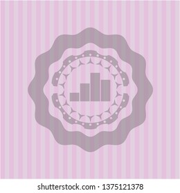 chart icon inside realistic pink emblem