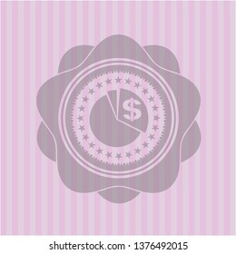 chart icon inside realistic pink emblem