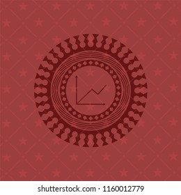 chart icon inside realistic red emblem
