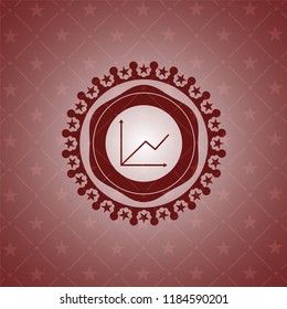 chart icon inside realistic red emblem
