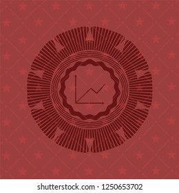 chart icon inside realistic red emblem