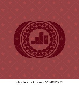 chart icon inside realistic red emblem