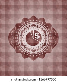 chart icon inside red badge with geometric pattern. Seamless.