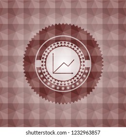 chart icon inside red badge with geometric pattern background. Seamless.