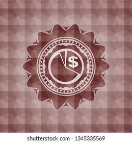 chart icon inside red badge with geometric pattern. Seamless.