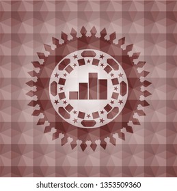 chart icon inside red badge with geometric background. Seamless.