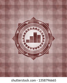 chart icon inside red badge with geometric pattern background. Seamless.