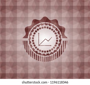 chart icon inside red emblem with geometric background. Seamless.